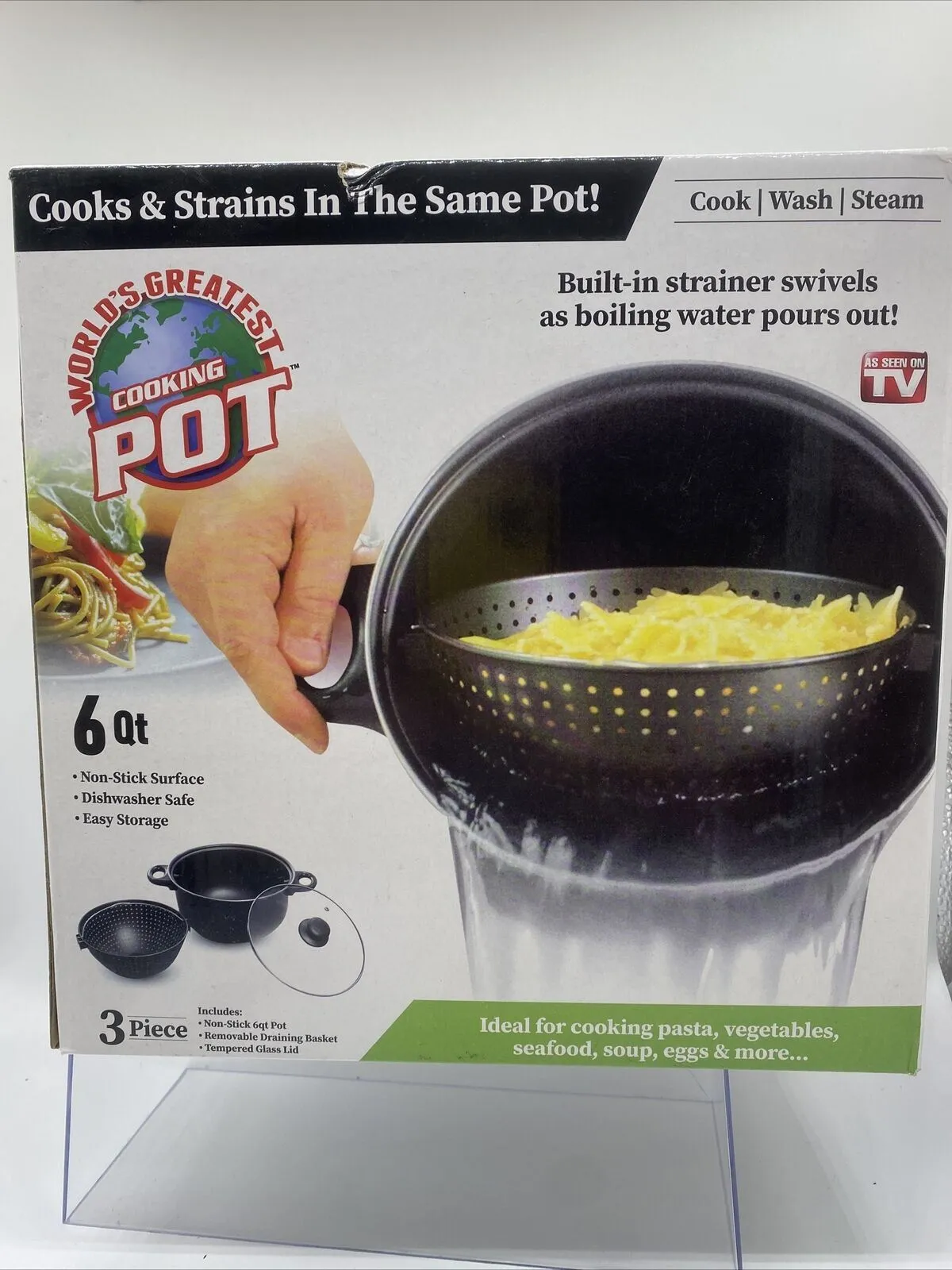 World's Greatest Cooking Pot As Seen On TV Strainer Basket 6 qt Nonstick 3 Pirce