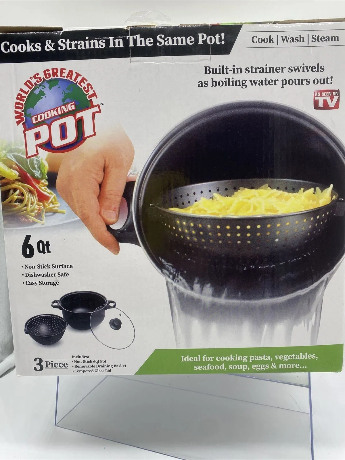 World's Greatest Cooking Pot As Seen On TV Strainer Basket 6 qt Nonstick 3 Pirce