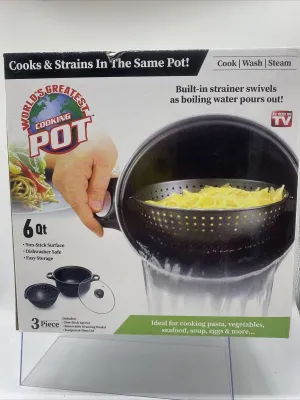 World's Greatest Cooking Pot As Seen On TV Strainer Basket 6 qt Nonstick 3 Pirce