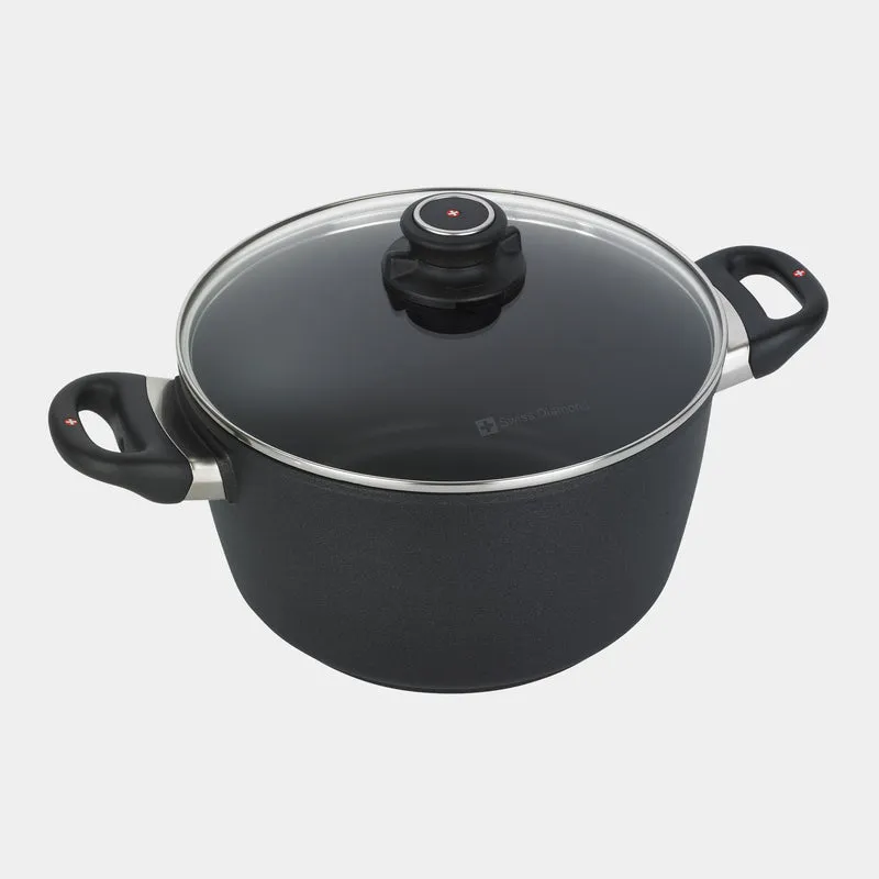 XD6128C SWISS DIAMOND NONSTICK STOCK POT, 8.5 QT WITH GLASS LID