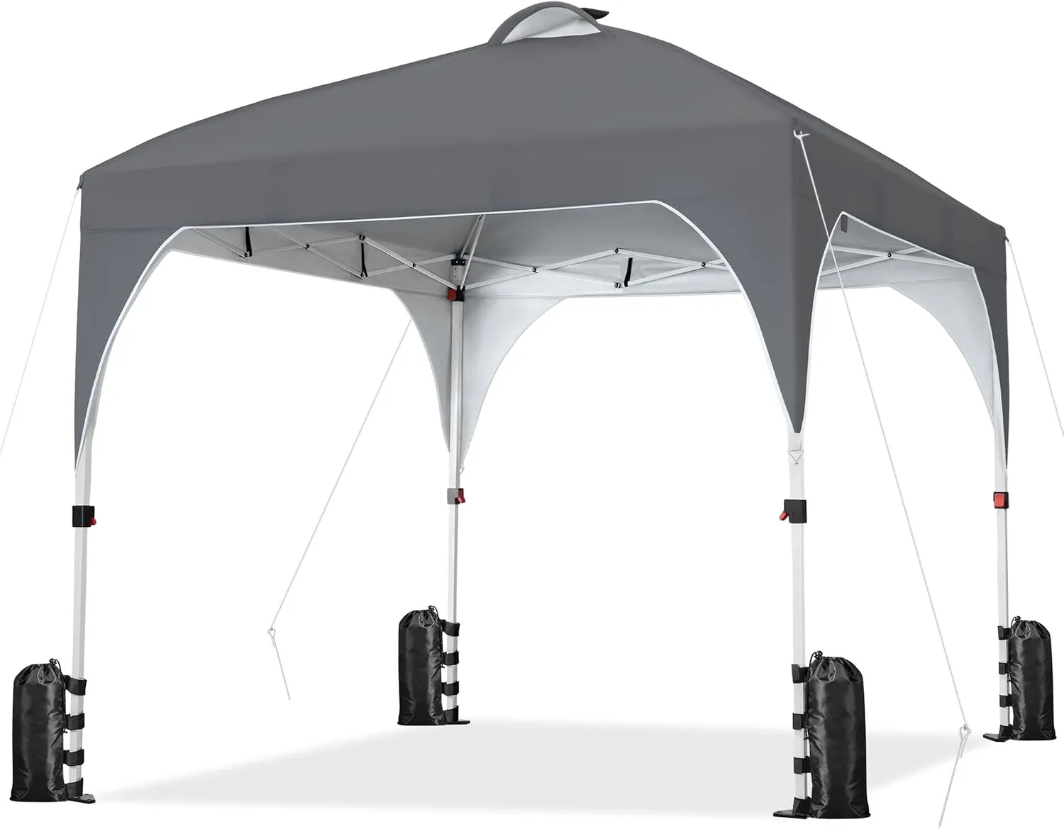 Yaheetech 10x10 Pop-Up Canopy Tent with 17 Solar LED Lights & Top Vent, Portable Outdoor Canopy Easy Setup Sun Shade Canopy Adjustable Tent with Wheeled Bag, 12 Stakes, 4 Sandbags & 4 Ropes, Dark Gray