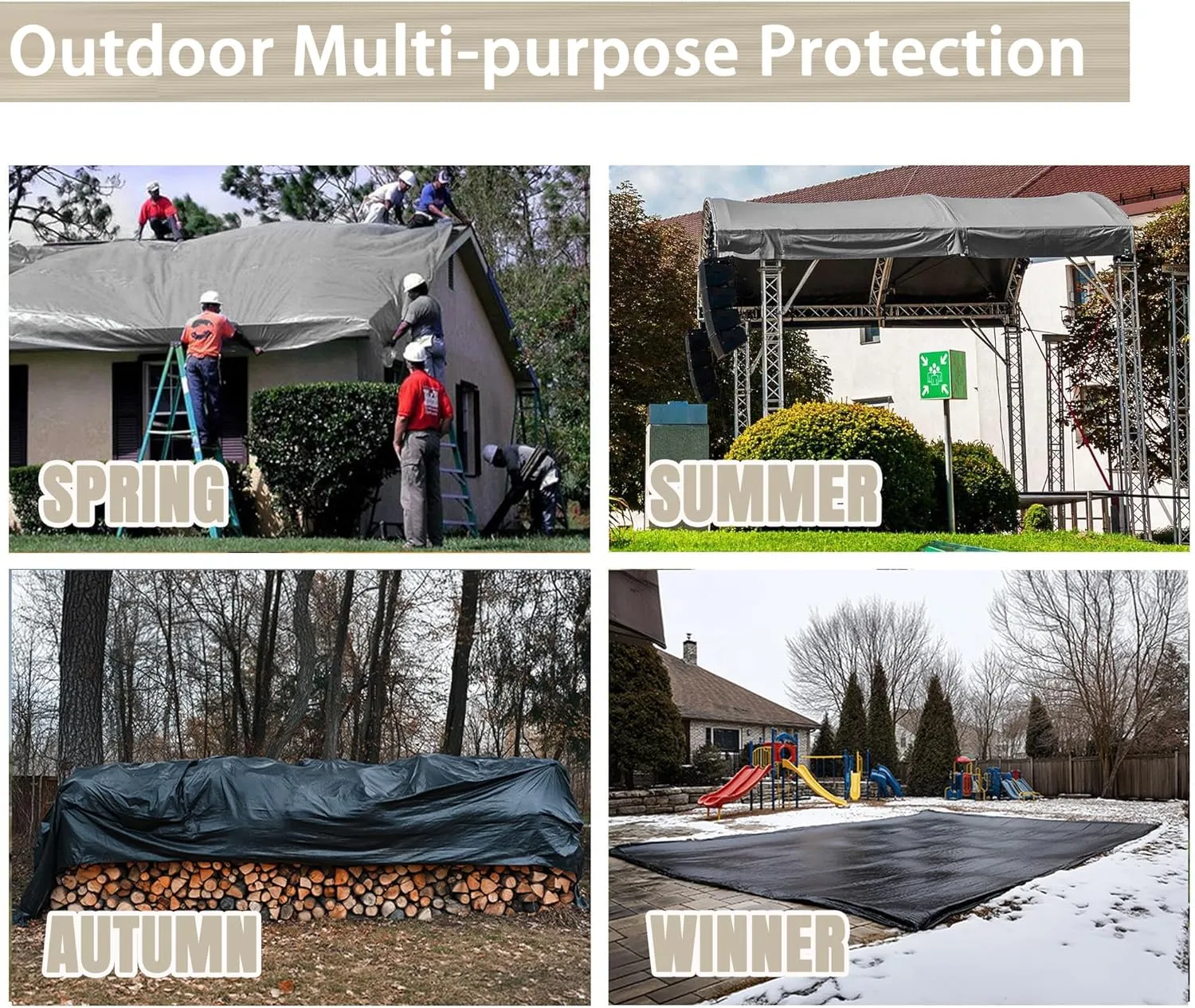 Yescom 18x24Ft 14 Mil Heavy Duty Reinforced Poly Tarp Reversible Waterproof Tarpaulin Ground Sheet Cover Reversible Silver Black Tarps