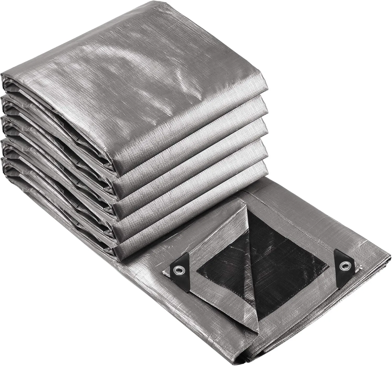 Yescom 18x24Ft 14 Mil Heavy Duty Reinforced Poly Tarp Reversible Waterproof Tarpaulin Ground Sheet Cover Reversible Silver Black Tarps