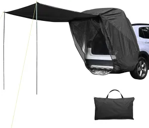 Yescom SUV Tents for Camping Hatchback Tent Tailgate with Awning Sun Shade Car Tent with Poles Mesh Net Waterproof Outdoor Travel MPV Van CUV, Black