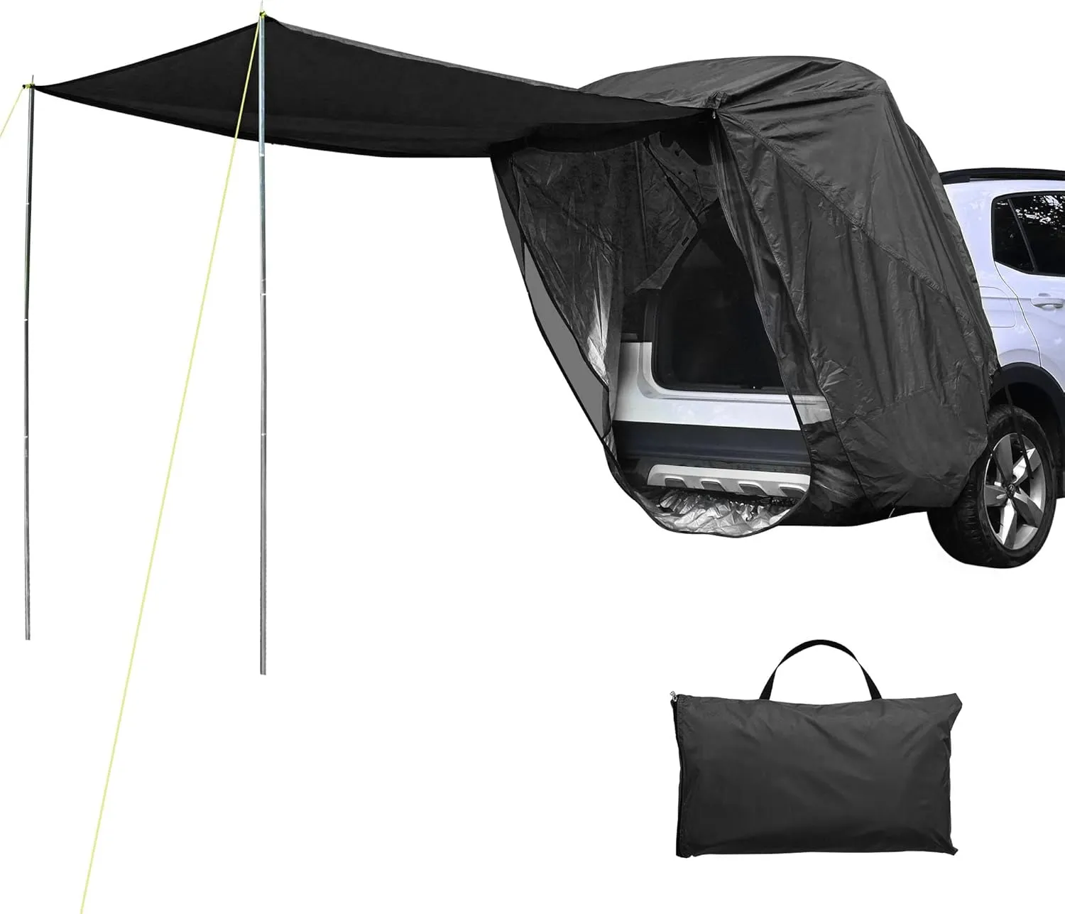 Yescom SUV Tents for Camping Hatchback Tent Tailgate with Awning Sun Shade Car Tent with Poles Mesh Net Waterproof Outdoor Travel MPV Van CUV, Black