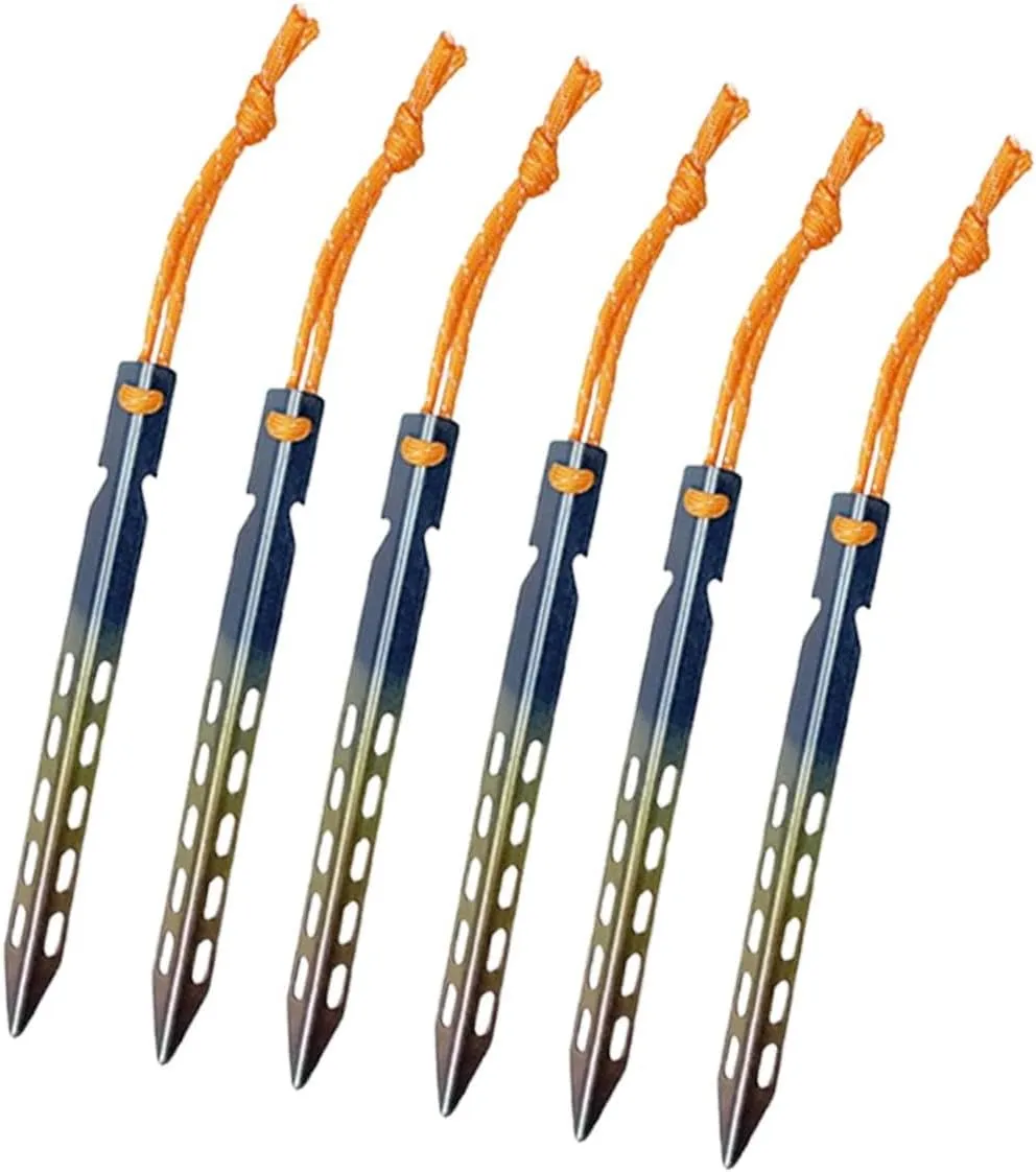 Yiju 6 Pieces Tent Stakes Camping Tent Nails Iflexible Universal Tarp Pegs Ground Stakes for Desert Awning Shelter Tarp