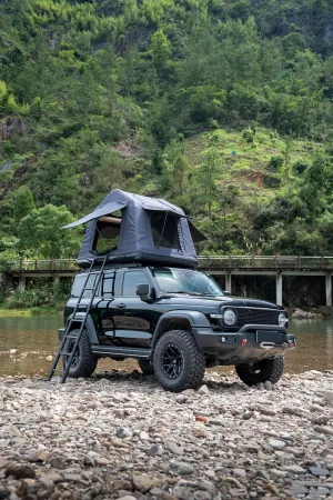 Your Camping Experience with Inflatable Car Roof Tent, Quick Setup for SUVs and Trucks, Black