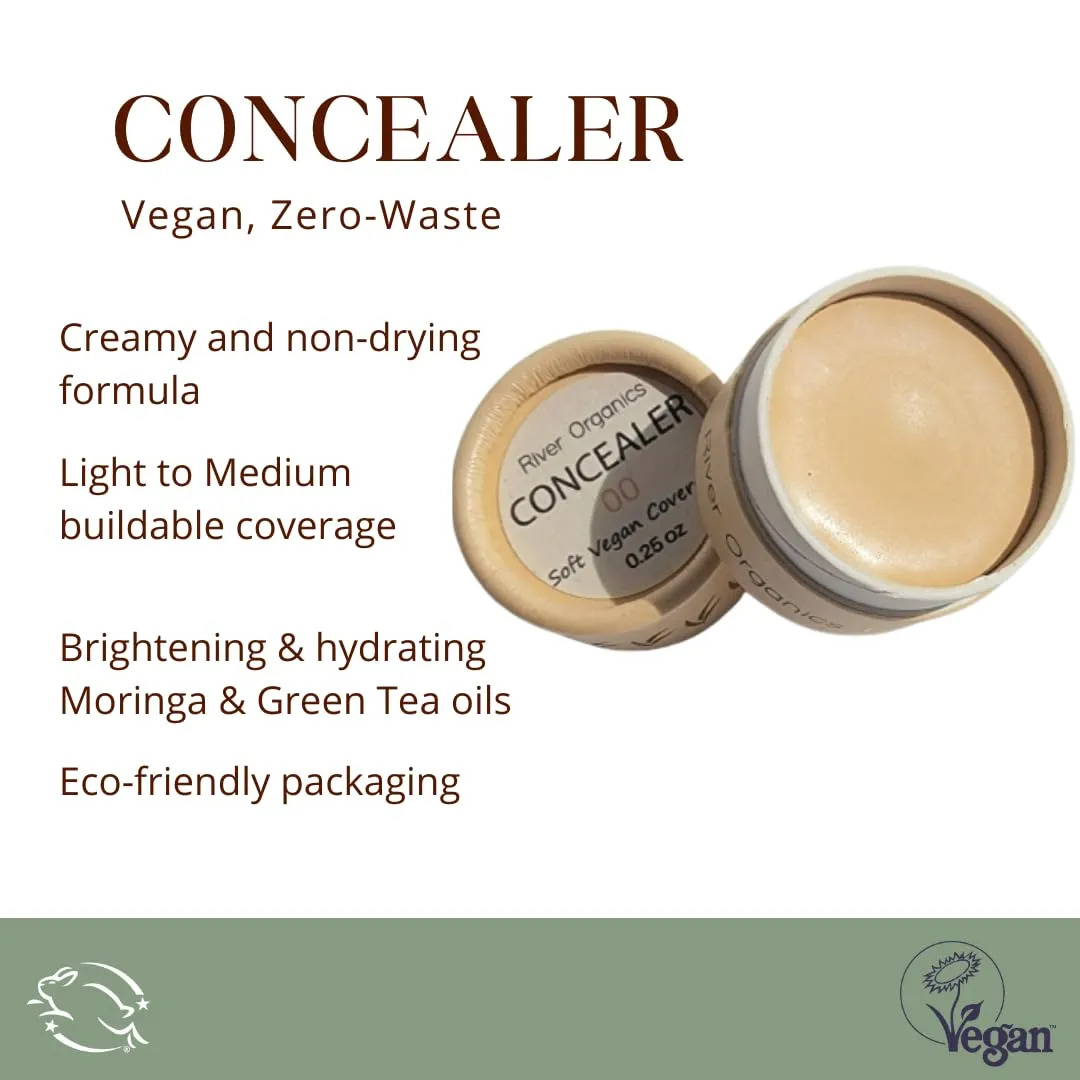 Zero-Waste Concealer | Gentle Sensitivei Skin Toxic-Free Formula | Vegan & Eco-friendly Compostable Jar | Under-eye and Uneven Skin-tone coverage (00 - Pale) 0.25 oz