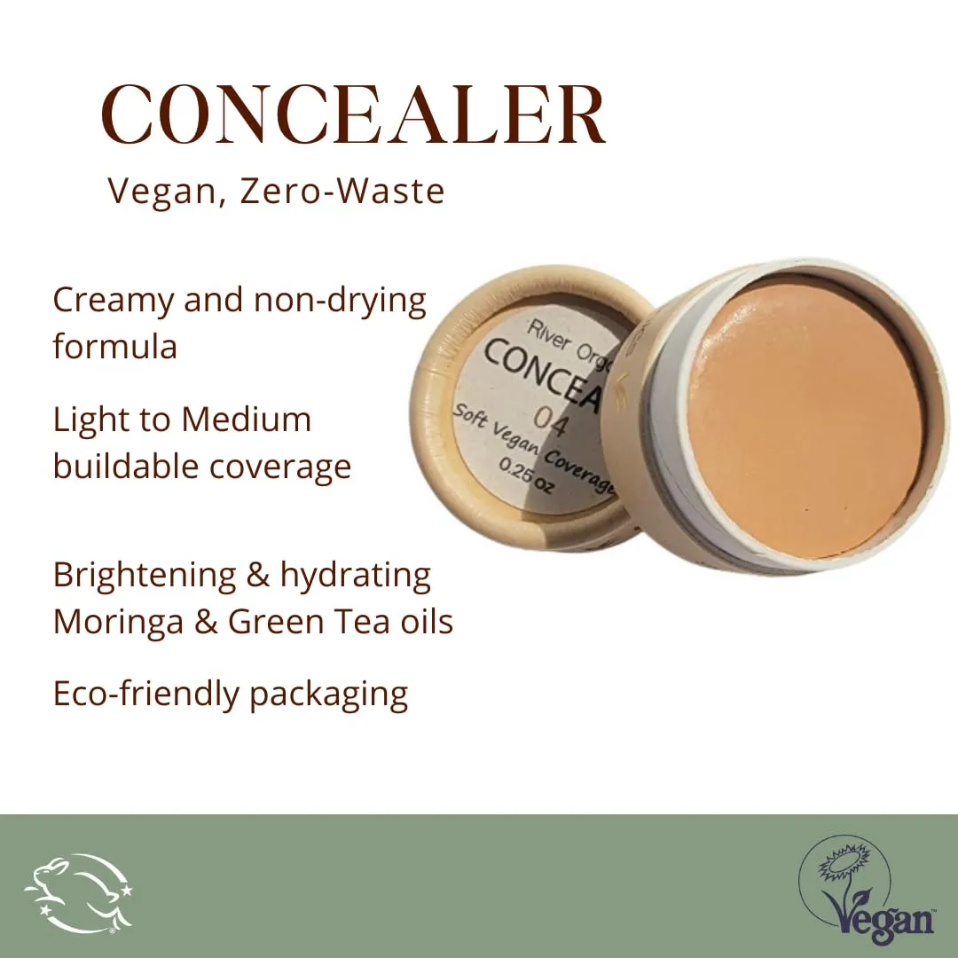 Zero-Waste Concealer | Gentle Sensitivei Skin Toxic-Free Formula | Vegan & Eco-friendly Compostable Jar | Under-eye and Uneven Skin-tone coverage (04 - Tan with Warm Undertones) 0.25 oz