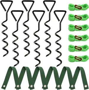 ZOOFOX 6 Pack Tree Stake Kit, Tree Straightening Kit for Leaning Tree, Spiral Trampoline Anchors High Wind Heavy Duty for Camping Tents, Car Ports, Swing Sets, Canopies, Sheds, 15.8 inches