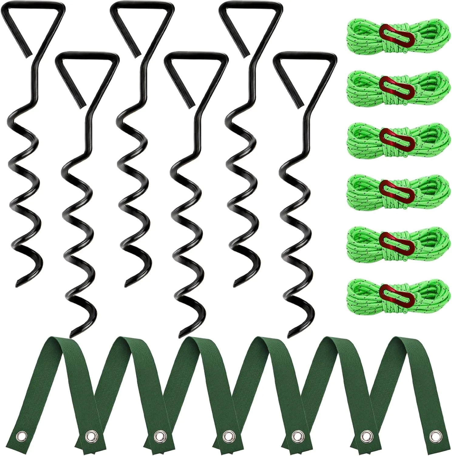ZOOFOX 6 Pack Tree Stake Kit, Tree Straightening Kit for Leaning Tree, Spiral Trampoline Anchors High Wind Heavy Duty for Camping Tents, Car Ports, Swing Sets, Canopies, Sheds, 15.8 inches