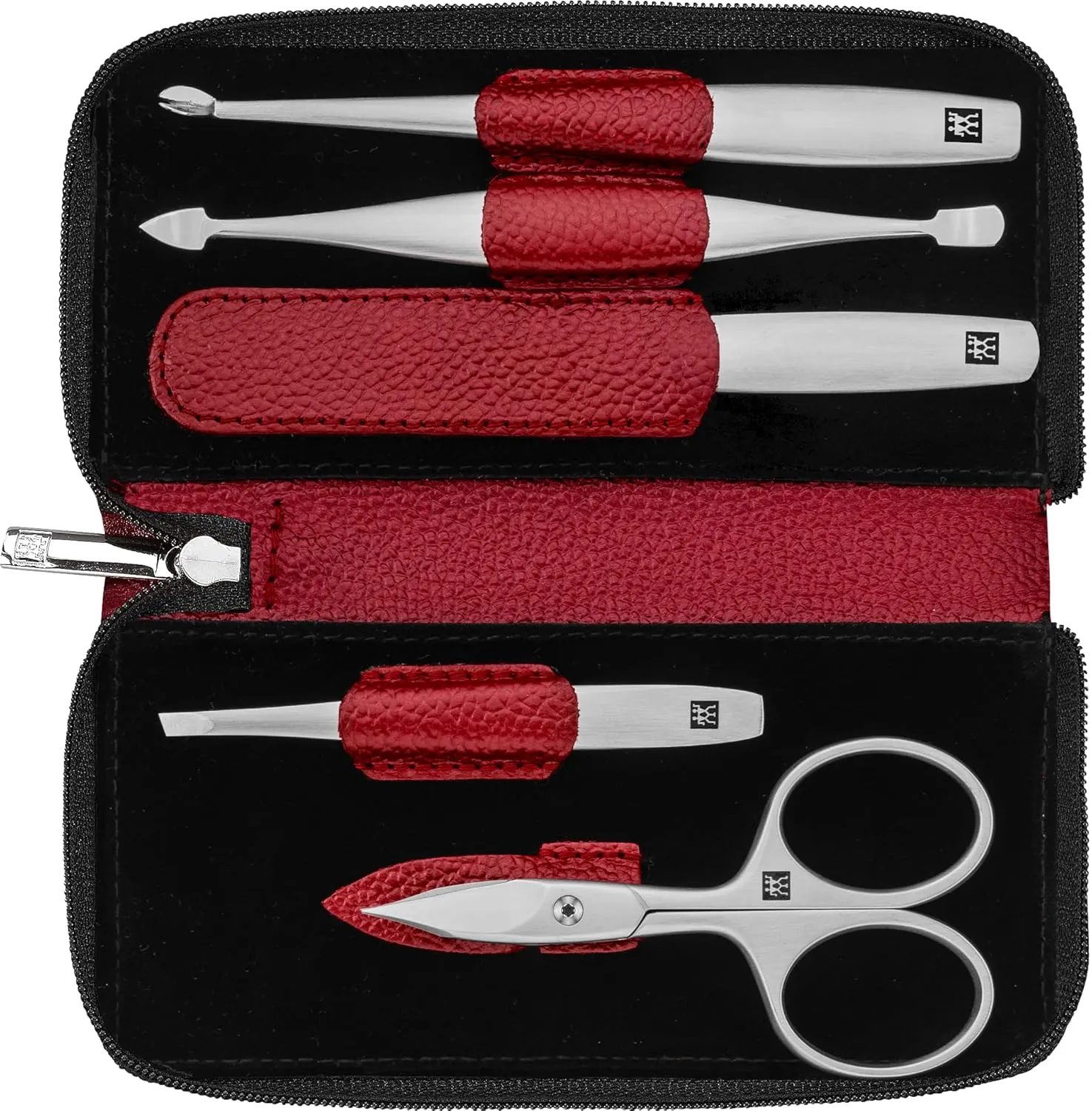 ZWILLING TWINOX manicure premium care set, 5-piece, Asian Competence, leather, gift set, red
