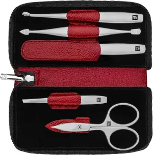 ZWILLING TWINOX manicure premium care set, 5-piece, Asian Competence, leather, gift set, red
