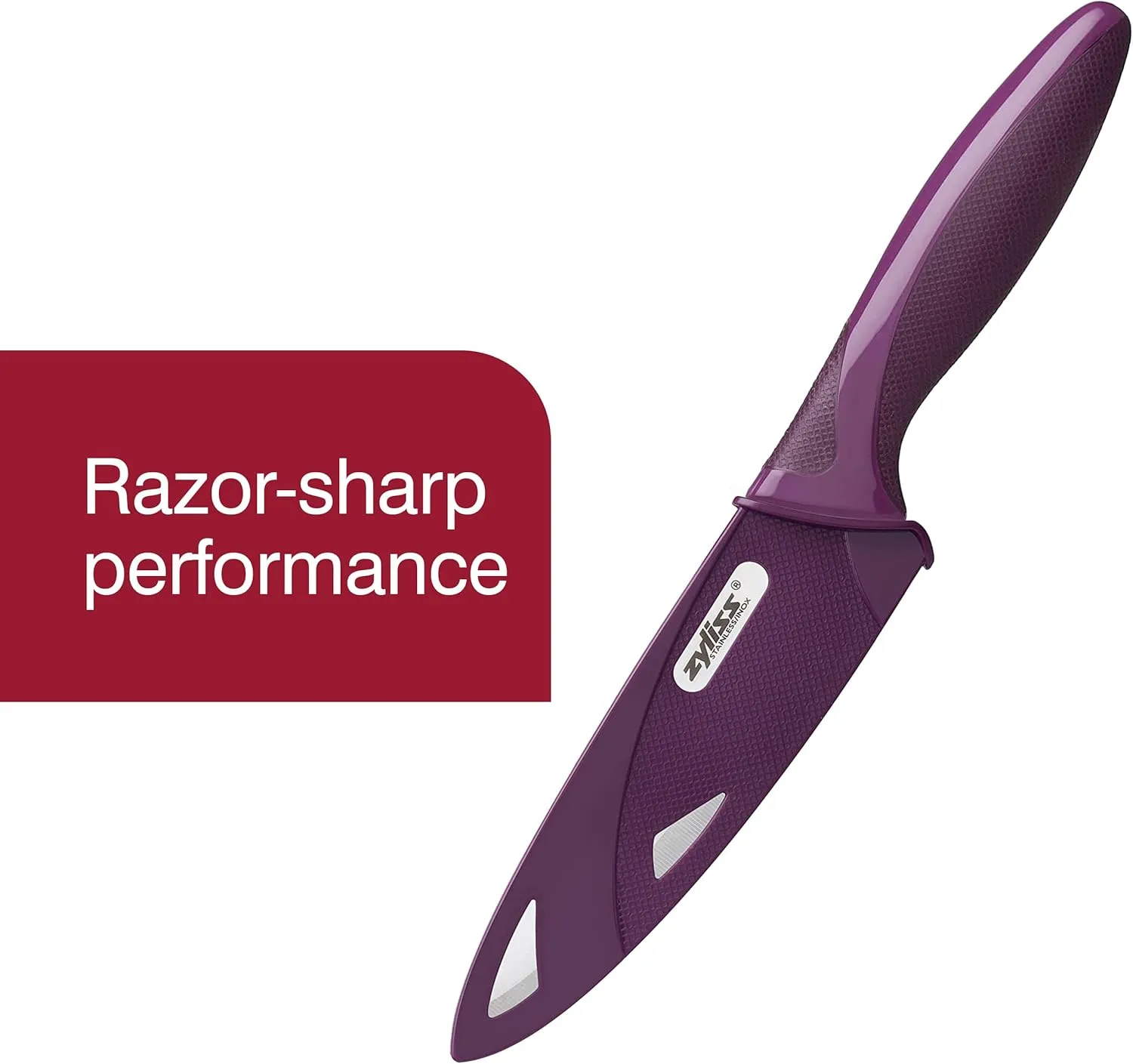 Zyliss Utility Knife with Sheath Cover - Precision Knife for Cutting & Slicing - Paring Knife for Meat, Fruits & Vegetables - Culinary Kitchen Knife - 5.5" Carbon Stainless Steel Blade - Purple